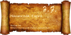 Havancsák Fanni névjegykártya
